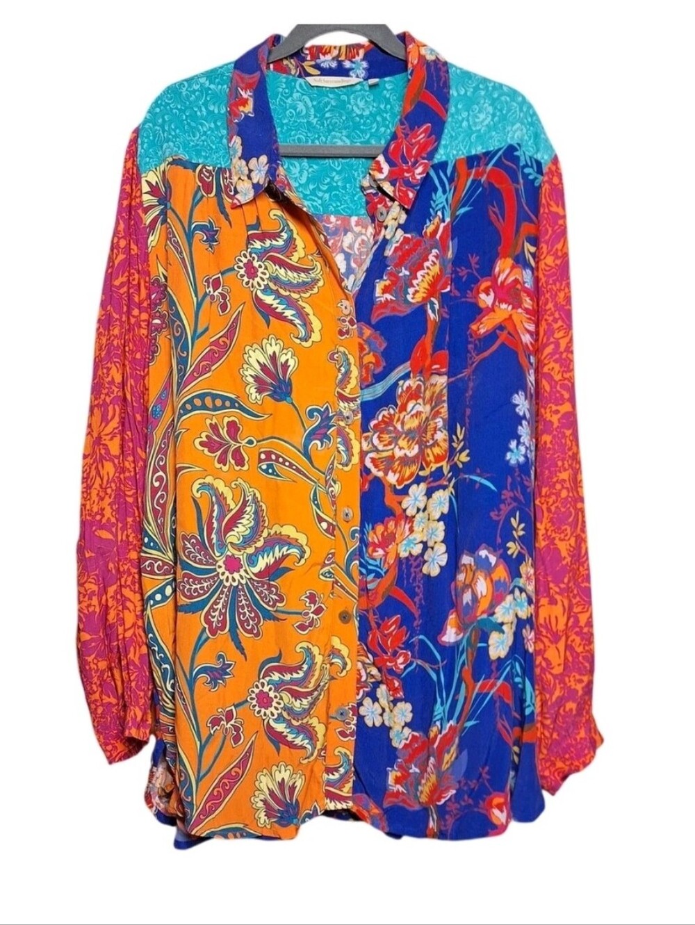 Soft Surroundings Hermosa floral and paisley patterned button-down tunic Sz XL